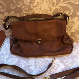 Preowned Banana Republic Cognac Color Leather Satchel with Long Strap